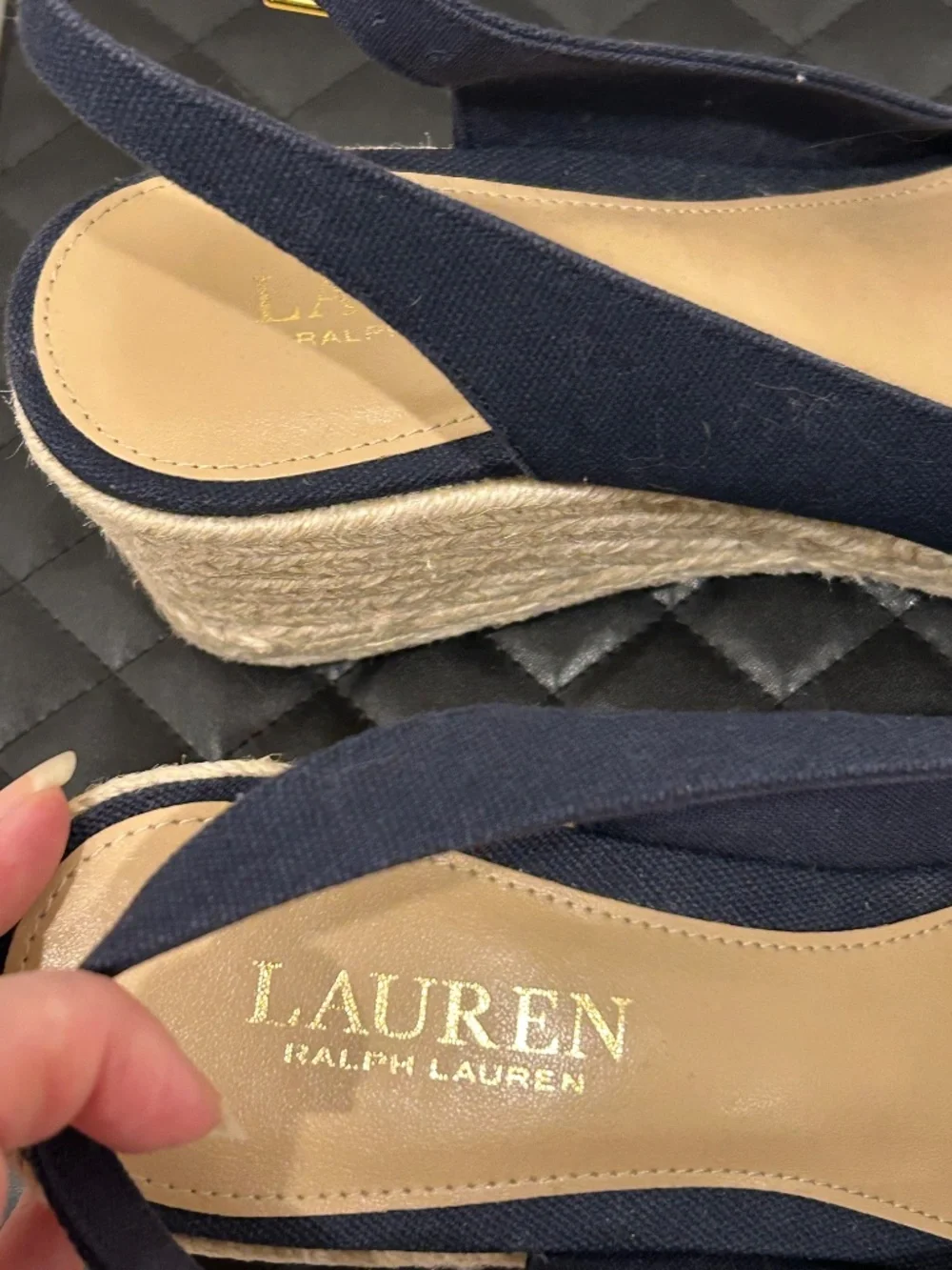 Ralph Lauren Hadly Navy Canvas Espadrilles Women's US size 8.5B